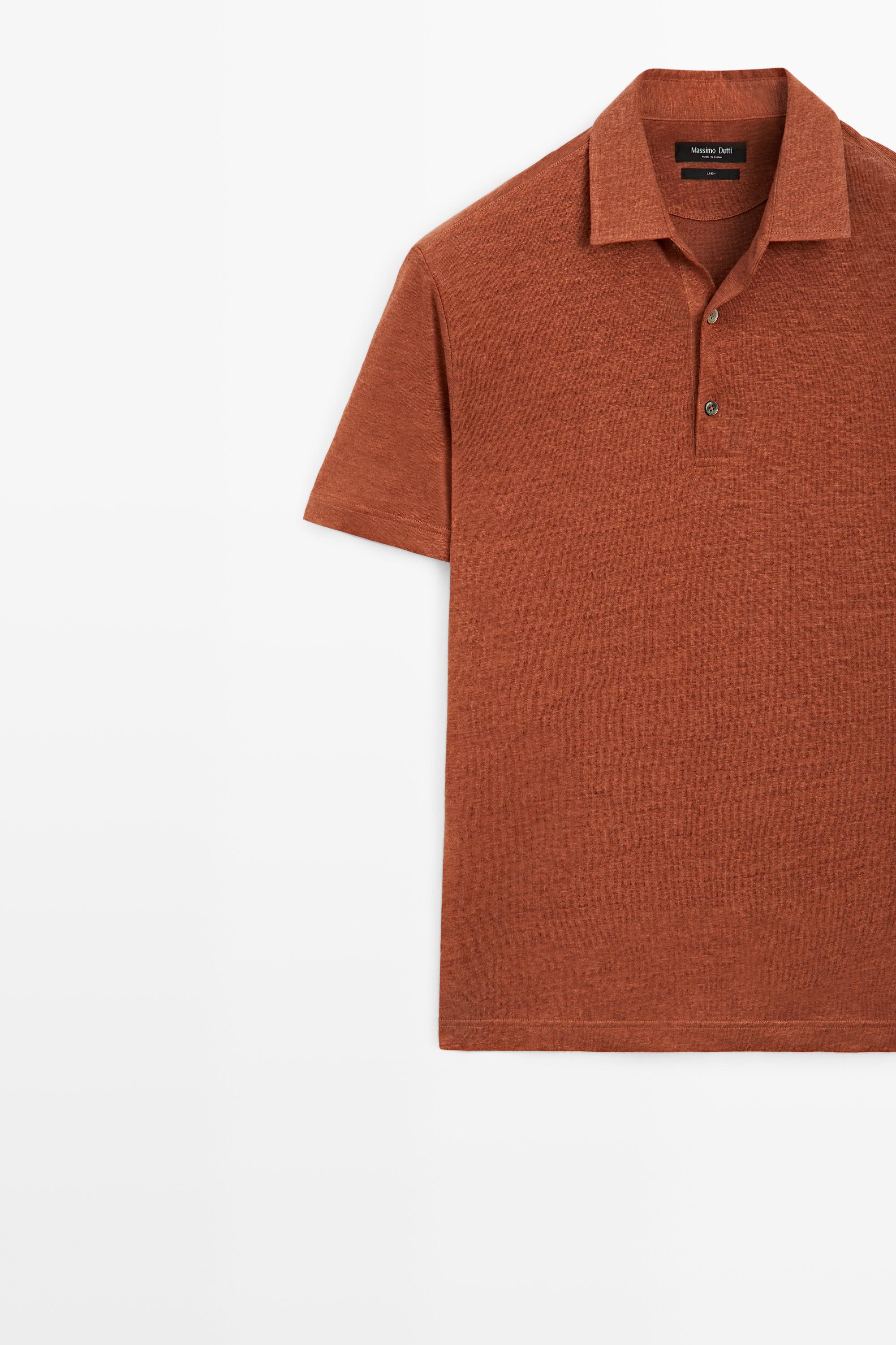 Polo 100 % lin à manches courtes
